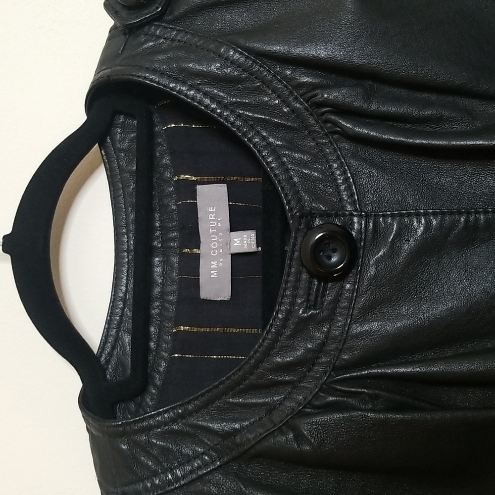 MM Couture by Miss Me Button Down Black Leather Jacket M - Picture 4 of 6